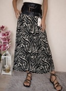 Długa spódnica maxi zebra paski pasek skóra ekologiczna eko skórka pas