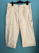 Beżowe jasne spodnie męskie bermudy cargo do połowy łydki