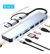 HUB USB-C 3.0 8w2 Stacja Dokująca czytnik kart AUDIO SD TF 5xUSB OTG