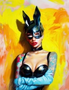 Obraz na płótnie Bunny Tattoo 120x90 cm nowoczesny druk do salonu loftu