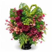 Kompozycja nagrobna do wazonu na grób cmentarz | stroik wiązanka | bordowa