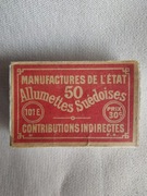 Zapałki kolekcjonerskie Jenny Allumettes Sudedoises . 