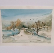 Obraz ręcznie malowany Pejzaż zimowy