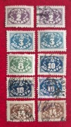 Radzieckie znaczki dopłaty z serii wydawanej w latach 1924–1925. 