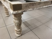 Stolik, ława drewno kolor biały i złoty