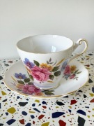 Regency Bone China Filiżanka i Spodek z Anglii Kwiaty