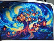 Puzzle drewniane w kształcie zwierząt krajobraz a'la van gogh A3 