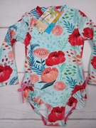 Strój kąpielowy dziecięcy 2 lata UV 50+ w kwiaty falbanki jednoczęściowy