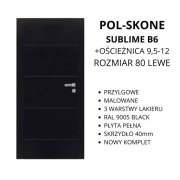 NOWE CZARNE drzwi POL-SKONE SUBLIME 80 lewe z ościeżnicą 9,5-12 WYPRZ!