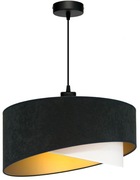 Abażur sufitowy nowoczesny czarny-ecru bez zawieszki materiałowy welur