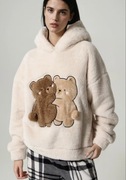 Bluza świąteczna pluszowa misie beżowa M