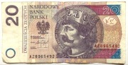 Banknot 20 zł  2016 rok unikat AZ 8965492