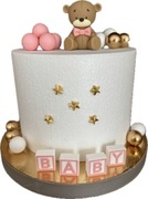 Dekoracje ozdoby na tort figurka miś 3D roczek urodziny babyshower girl