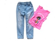 Sinsay bluzka palma cekiny+spodnie jeans dziury134