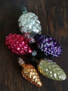 PRL szyszki KOMPLET 5 szt szklane bombki