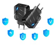 KOSTKA ŁADOWARKA FAST SZYBKIE ŁADOWANIE QC 2x TYP C CZARNA