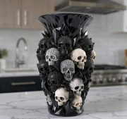 Gotycki wazon z czaszkami 3D | Czarny dekor Halloween | Mroczna ozdoba 