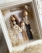 Ramka rodzina makrama prezent na urodziny rocznice, ślub, chrzest, komunie