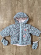 Błękitna Kurtka w Kwiaty z Rękawiczkami