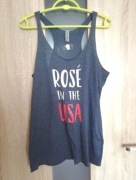 Granatowa koszulka na ramiączkach bokserka z napisem rozmiar L