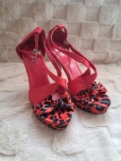 Czerwone szpilki panterka 36 buty sds