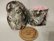 Komplet zestaw ocieplany zimowy czapka komin Kot koty nowy 