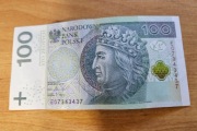 Banknot obiegowy 100zl seria EO7343437 - radar