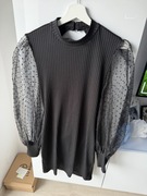 Czarna prążkowana sukienka mini / odkryte plecy ASOS Design