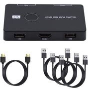 NFHK KVM USB 2.0 i HDMI 4K przełącznik selektor podwójny