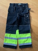 dziecięce spodnie robocze Biltema czarno-żółte rozmiar 122