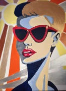 Obraz vintage "Blondynka w okularach" płótno 30x40 