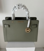 Michael Kors Rayne oliwkowa torebka na ramię nóżki złote logo brelok
