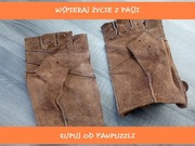 skórzane stare rękawiczki bez palców cienka skóra