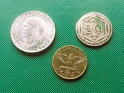 WŁOCHY Starsze - Zestaw 3 monet 5 20 Centesimi 1 Lire Lir 1919 1942 Y3