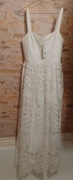 (40/L) Długa, biała, koronkowo - ażurowa sukienka z Londynu, NOWA 