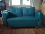 Sofa rozkladana z funkcja spania, turkusowa, 142x85x84 DORO
