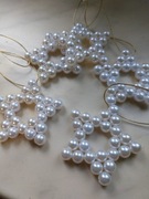5 zawieszek perełkowe ozdoby handmade gwiazdki na choinkę