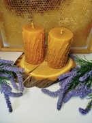 Świeca walec z wrzosem z wosku pszczelego Pasieka Pod Borem