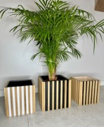 Donica z lameli dębowych osłonka kwietnik z wkładem 