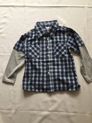 Koszula w kratę z szarymi rękawami 4 lata