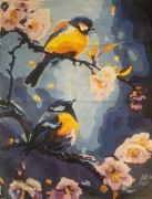 Obraz akrylowy ręcznie malowany ,, Sikorki " około 40x50cm