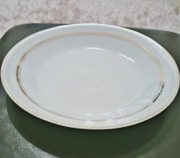 Talerz patera owocarka biały ze złoceniem WŁOCŁAWEK lata 50 antyk 32cm