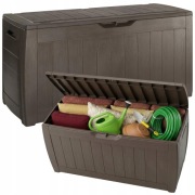 SKRZYNIA OGRODOWA BALKONOWA NA TARAS SCHOWEK KUFER WOOD 270L BRĄZOWA KETER