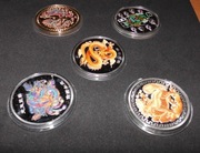 Kolekcjonerski zestaw monet?, medali? smoków Feng Shui 3