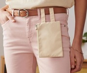 Saszetka na pasek beżowa