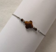 *Dje* Bransoletka koniczynka - tygrysie oko stal