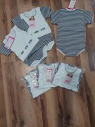 NOWE Body Marynarskie dla dziewczynki z falbanką, Rozmiary od 62 do 86