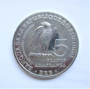 5 Franków 2014 r. Burundi  ptaki Wojownik wspaniały