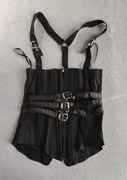 Czarny gorset na suwak z klamerkami paskami r. XS / 34 usztywniany