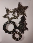 Zestaw 5 ozdób świątecznych w zielonym brokacie